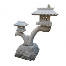 LANTERNE GRANIT BIRD BAMBOO RANKEI H 60 CM