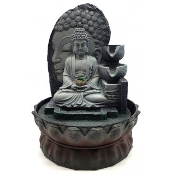 FONTAINE RESINE DOUBLE BOUDDHA H29CM 